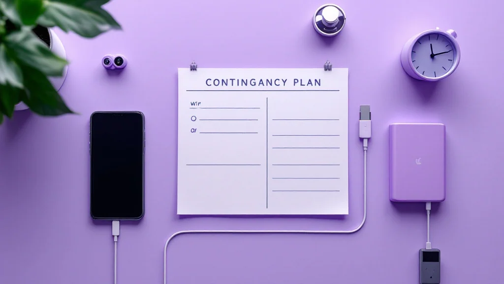 Phone, power bank and paper fallback plan prepared for an internet outage