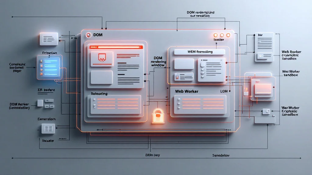 Diagram illustrating browser DOM isolation versus cryptographic Web Worker memory execution.