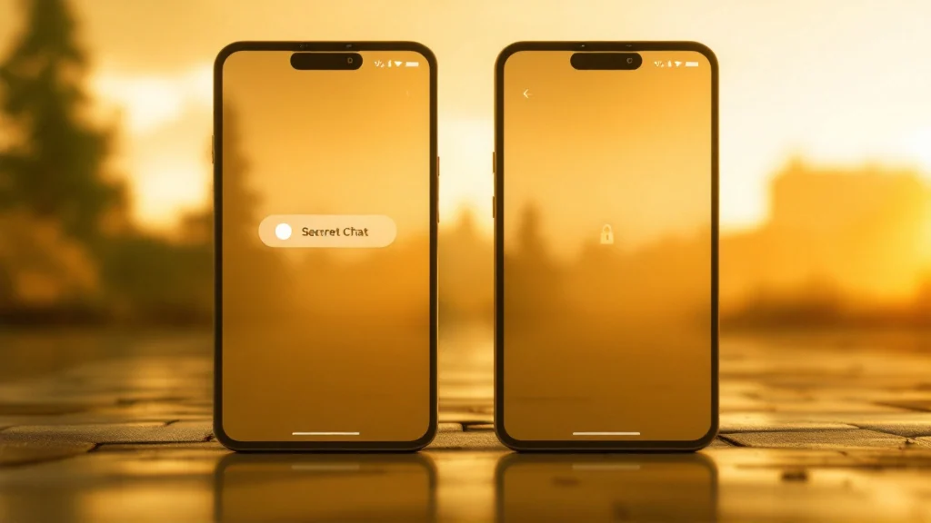 A side-by-side graphical comparison of two mobile phone screens displaying encryption architecture, contrasting Telegram's manual secret chat toggle with Livara's automatic post-quantum lock.